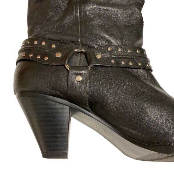 Dingo Emma Slouchy Western Boot, 7. Black withSilver Hardware. - Picture 4 of 16